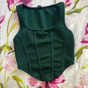 SHEIN Green Fitted Bustier Crop Top